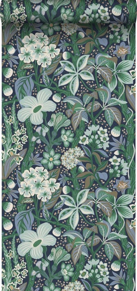 Borastapeter Tapete tropische Blätter und Blüten Grün - 49 cm x 10.05 m - 660820