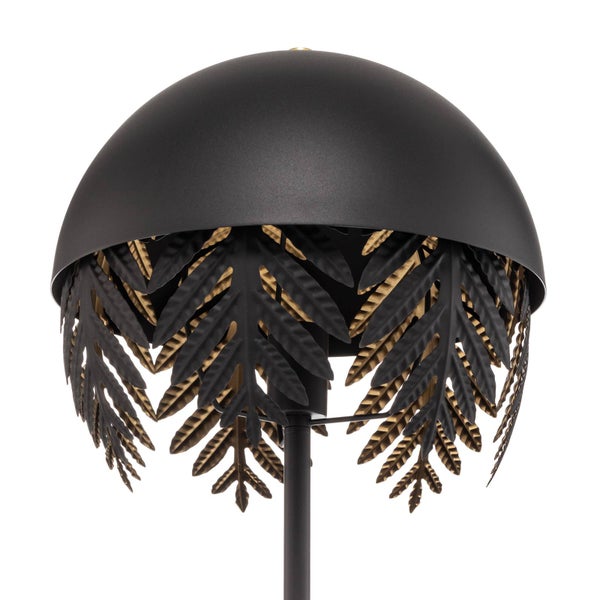Dekorative Stehlampe mit schwarzen Metallblättern