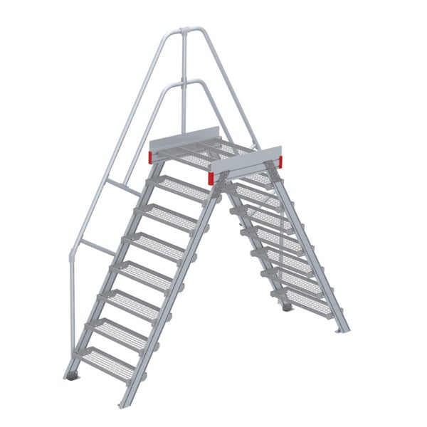 Freistehende Treppe aus Metall mit Handlauf