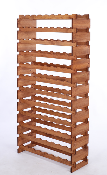Weinregal VINOTECA FLEX PRO HxBxT 163x84x28cm 96 Flaschen auf 12 Ebenen Massives Kiefernholz Braun geölt