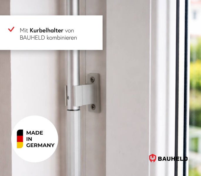 Rollladengetriebe mit Halterung am Fensterrahmen montiert