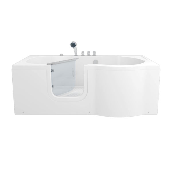 Begehbare Badewanne mit Tür und Duschkopf
