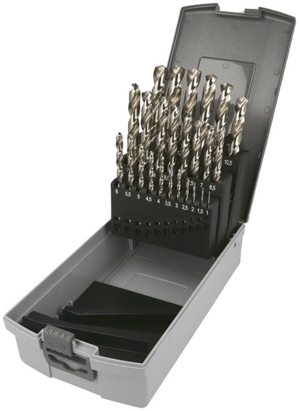 Heller Stahlbohrer HSS-G 25 tlg. Set 1 / 1,5 / 2 / 2,5 / 3 / 3,5 / 4 / 4,5 / 5 / 5,5 / 6 / 6,5 / 7 / 7,5 / 8 / 8,5 / 9 / 9,5 / 10 / 10,5 / 11 / 11,5 / 12 / 12,5 / 13 mm - 1 Set