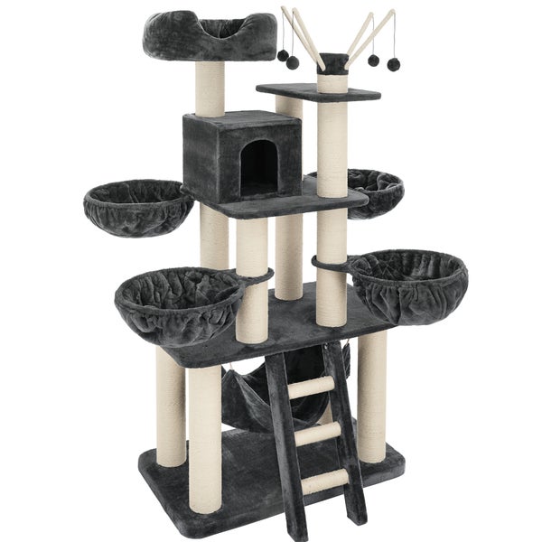 Kratzbaum tectake Gismo 195 cm inklusive Treppe, 4 Spielbällen und Kippschutz