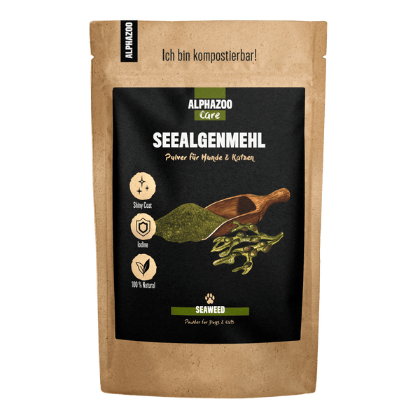 ALPHAZOO Seealgenmehl 500g für Hunde und Katzen I Ascophyllum Nodosum Seealgen