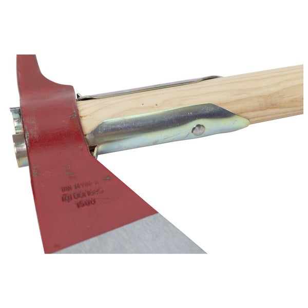 Feuerwehraxt mit Holzstiel und Metallhülse, DIN 14900 A, 1500 Gramm.