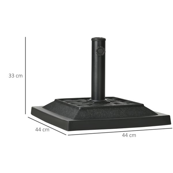 Outsunny Sonnenschirmständer 12 kg Schirmfuß für Ø32/38/48 mm Stangen, Schirmständer für Garten, Balkon, Kunstharz, Schwarz 44 x 44 x 33 cm