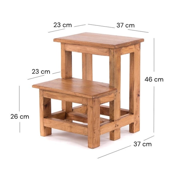 Trittleiter STEP Recyclingholz zweistufig  08 honigfarben gewachst