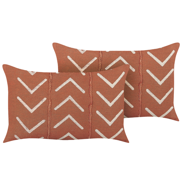 Dekokissen 2er Set ALBIUM Baumwolle 55 x 35 cm Orange ZickZack-Muster