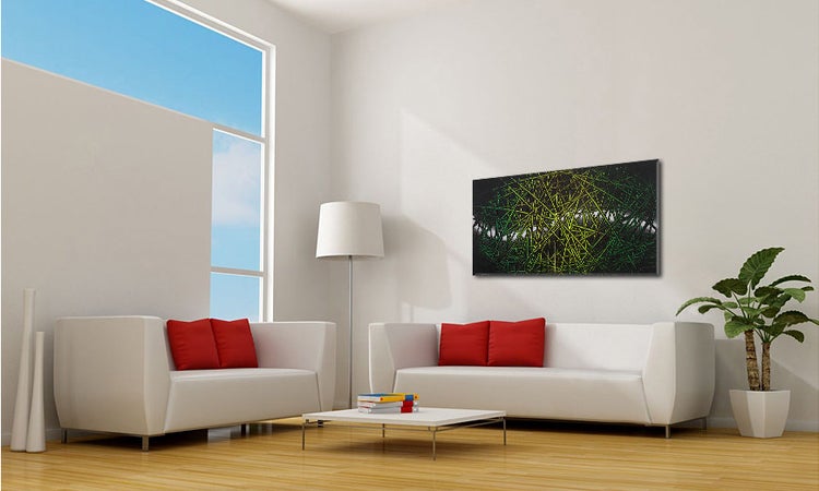 Das schöne Bild -Green Rumble- 140x70x2 cm handgemaltes Unikat