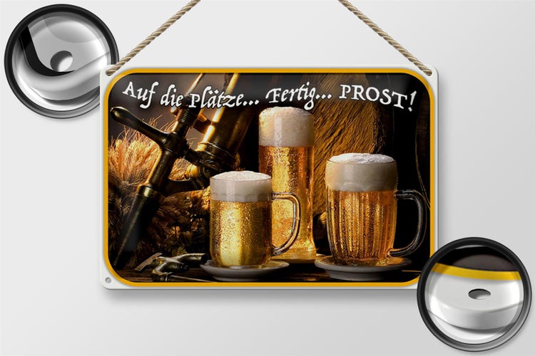 Blechschild Spruch 30x20cm Bier auf die Plätze fertig los