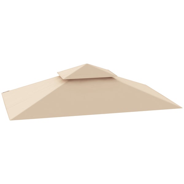 Outsunny Ersatzdach für Grillpavillon 1,5 m x 2,4 m nur Ersatzdach, doppelstöckige Schutzabdeckung, wasserabweisend Überdachung für den Außenbereich, Dach passend für Outdoor-Grillzelt, Beige