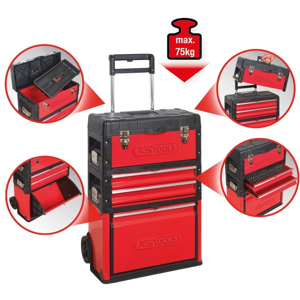KS TOOLS Fahrbarer Kunststoff-Stahlblech-Werkzeugkasten - 850.0340