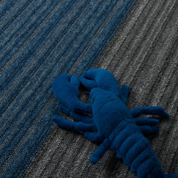 Selbstliegende Teppichdielen blau grau Schatex Teppichfliesen in 25x100 cm für Büro und Schlafzimmer Schlingen Teppich Dielen selbstliegend