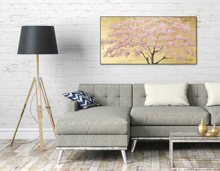 Handgemaltes Gemälde Acrylfarbe 120x60cm Rosa