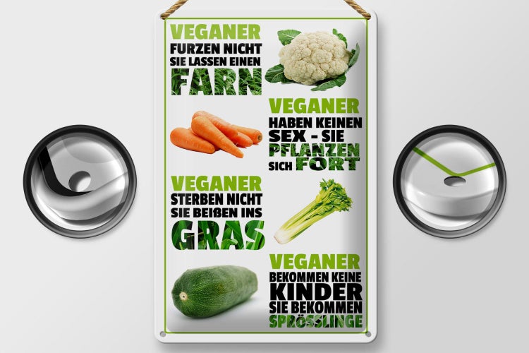 Blechschild Spruch 20x30cm Veganer furzen nicht sterben