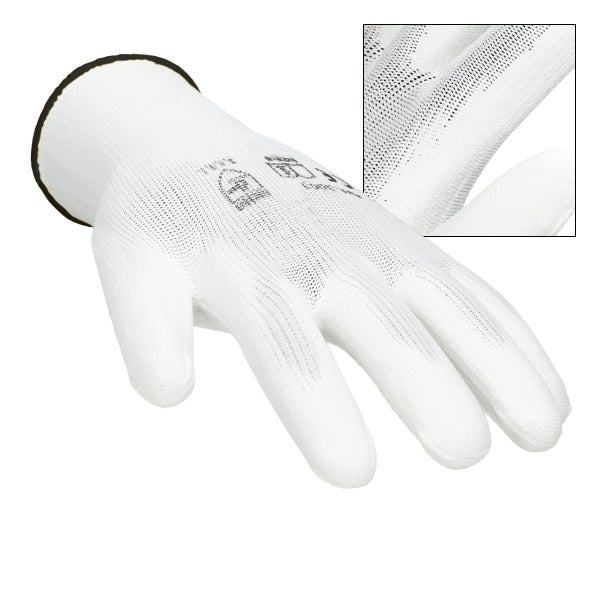ECD Germany 60 Paar Arbeitshandschuhe mit PU-Beschichtung, Größe 10-XL, Weiß, atmungsaktiv, rutschfest, robust, Mechanikerhandschuhe Montagehandschuhe Schutzhandschuhe Gartenhandschuhe Handschuhe