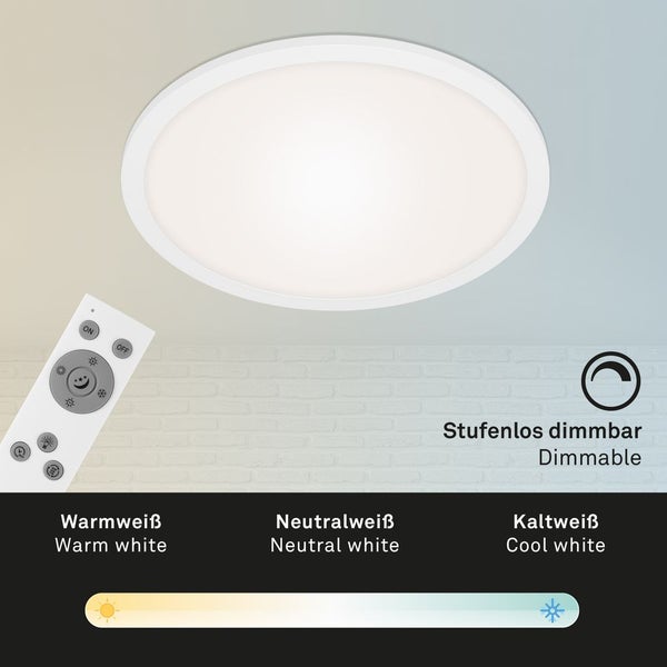 LED Panel dimmbar Ultraflach CCT Fernbedienung weiß 24W Ø40cm Metall Briloner