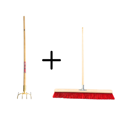 Gartenrechen und Straßenbesen Set mit Holzstiel