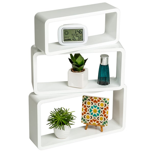 3er Set Wandregal tectake Leonie vielseitig verwendbar Retro-Stil weiß