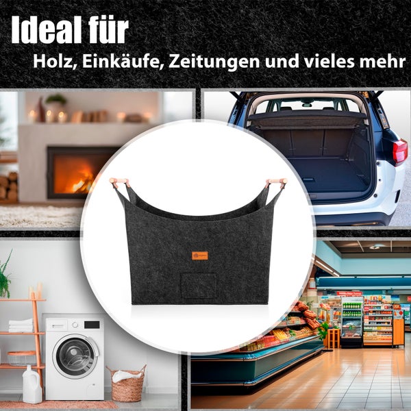Detailaufnahme eines Pflanzgefäßes mit Hinweisen zur vielseitigen Verwendung im Innen- und Außenbereich sowie der einfachen Aktivierung der Drainagelöcher.