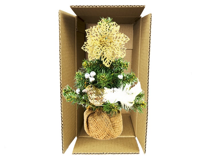 Geschmückter künstlicher Weihnachtsbaum mit 14 Ornamenten TINY 4 im Topf 25 cm