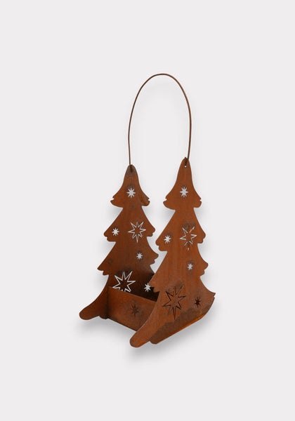 Dekorative Weihnachtsbaum-Teelichthalter aus Metall mit Sternenmuster