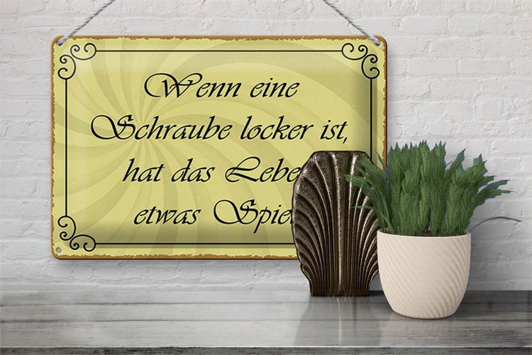 Blechschild Spruch 30x20cm Schraube locker Leben Spiel