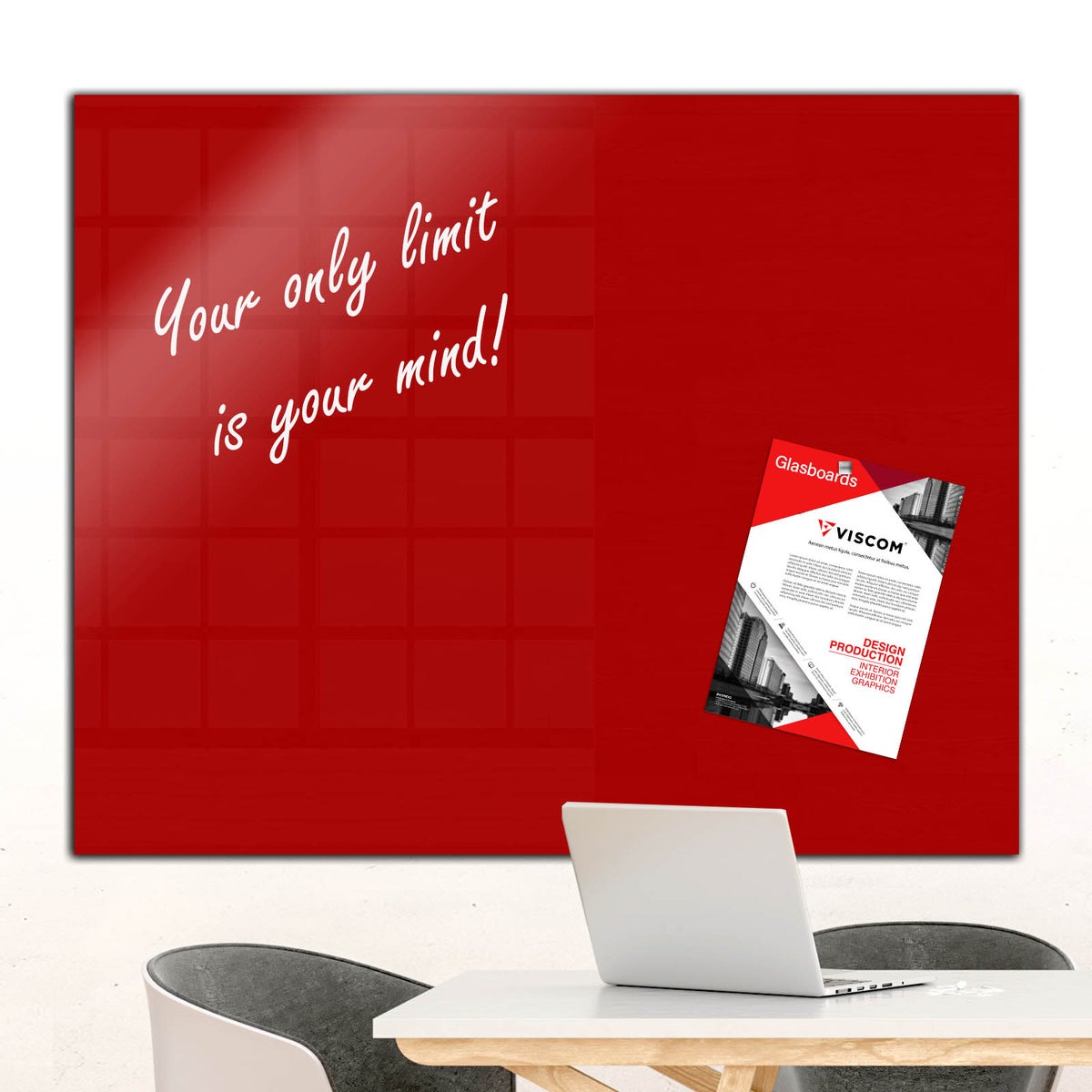 Design Glasmagnettafel MIO - stylisches Glasboard für Zuhause und im Büro - Glastafel beschreibbar und magnetisch - 65x100 cm Rot