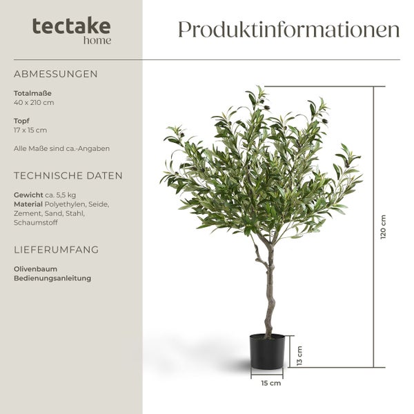 Künstlicher Olivenbaum im Topf, Höhe circa 120 cm