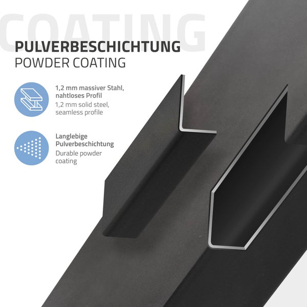 ML-Design 4er Set Tischbeine schräg 72 cm, Dunkelgrau, Optik Industrial, Stahl pulverbeschichtet, Profil 4x4 cm, I-Form, Möbelfüße Metall 96° Neigung, Tischfüße Möbelbeine für Esstisch & Schreibtisch