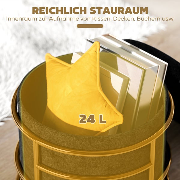 Innenraum eines Möbels zur Aufbewahrung von Kissen, Decken und Büchern, mit einem Fassungsvermögen von 24 Litern