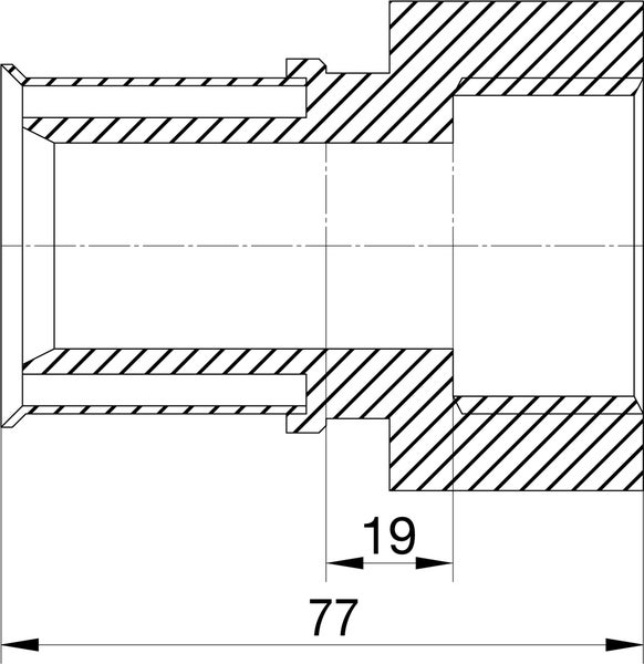 Technische Zeichnung eines Bauteils mit Maßangaben 19 und 77.