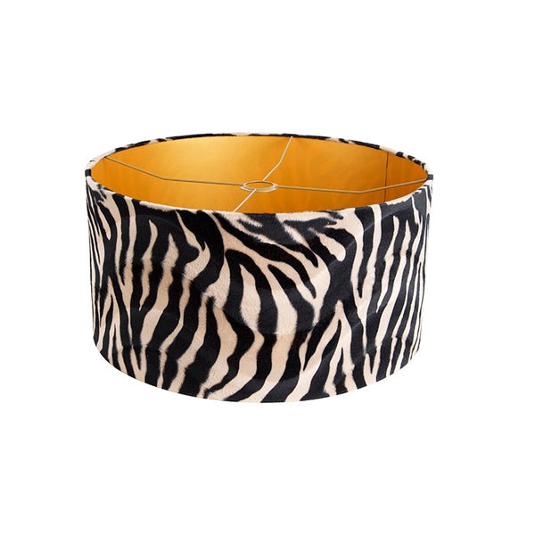 Velours Lampenschirm Zebra Design 50/50/25 Gold innen