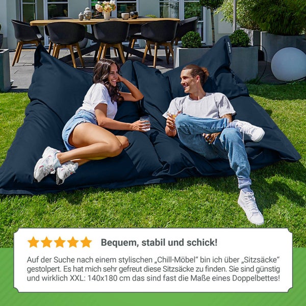 Green Bean Sitzsack XXL 140x180cm 380Liter Kinder & Erwachsene Bean Bag EPS Perlen Füllung Riesensitzsack Groß Draußen Outdoor Liegekissen Waschbar Wetterfest Lounge Sitzkissen Bodenkissen Dunkelblau