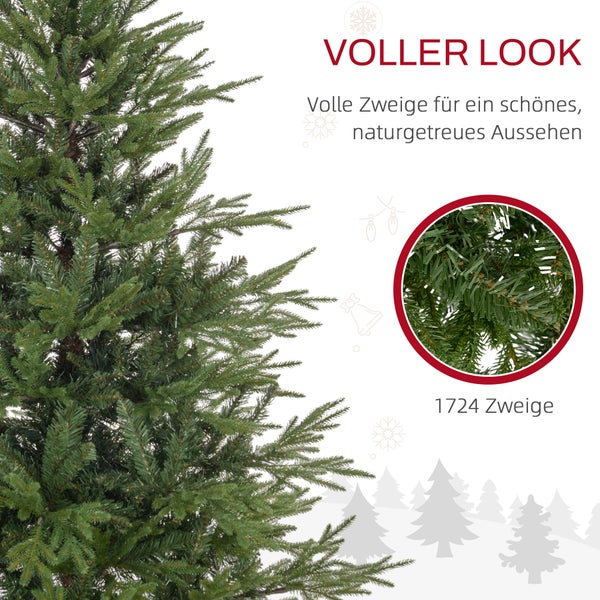 HOMCOM künstlicher Weihnachtsbaum, 150 cm Christbaum mit 1724 Spitzen, klappbar Metallständer, für Weihnachten Deko, Grün