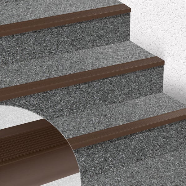 FLOORDIREKT Stufenkantenprofil Seattle - Treppenkantenprofil - Braun - 6 x 4,2 x 120 cm