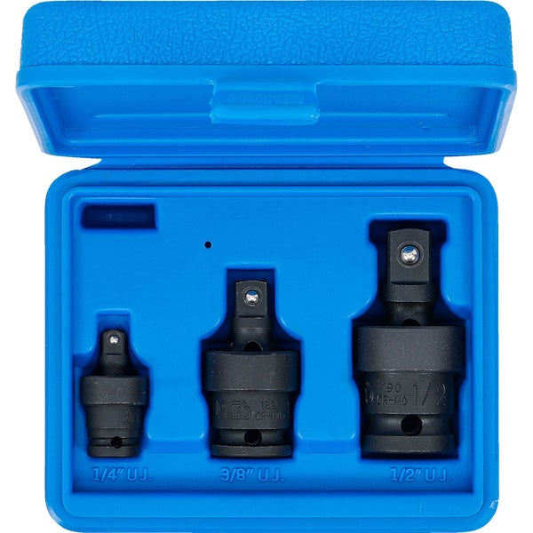 Steckschlüssel Adapter Set mit den Größen 1/4, 3/8 und 1/2 Zoll in blauer Aufbewahrungsbox