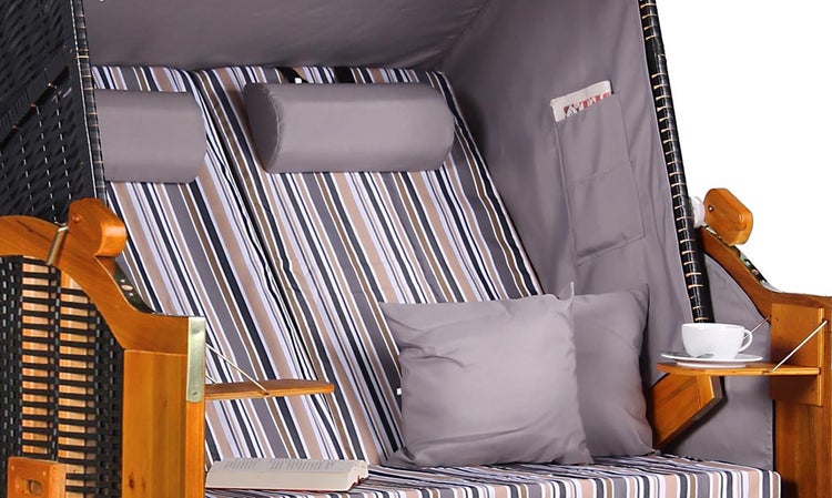 Strandkorb Baltic PE schwarz Dessin Anthrazit Braun