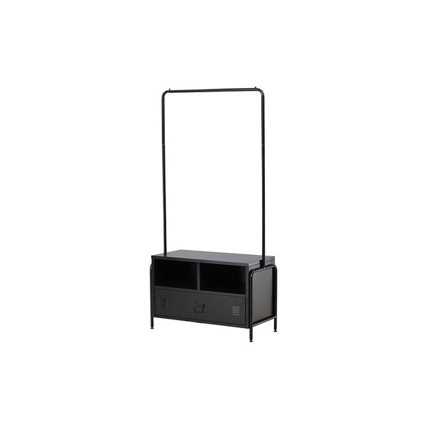 Quito Garderobenständer 1 Schublade, 2 Regale schwarz. 100 X 40 X 175 cm