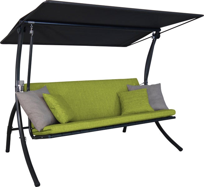 Schwebeliege mit Sonnendach, Auflagen und Kissen