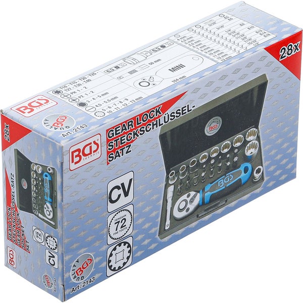 BGS Steckschlüssel-Satz Antrieb 6,3 mm (1/4) 28tlg. - 2143