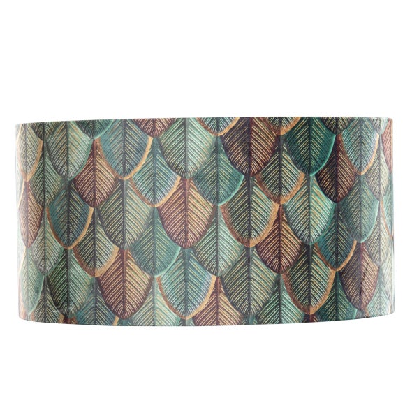 Samtlampenschirm Blattdesign mit goldener Innenseite oval 50/33/25