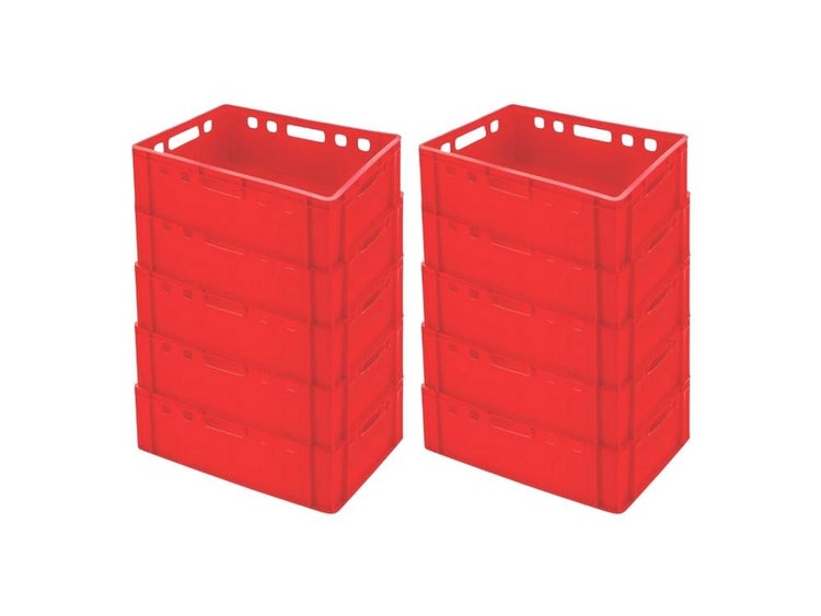 PROREGAL Eurobehälter Fleischerkasten E2 HxBxT 20 x 40 x 60 cm 41 Liter Rot Fleischerkiste Fleischkiste Metzgerkiste Fleischbehälter