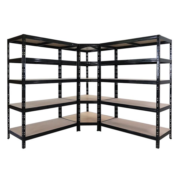 PROREGAL Mega Deal Tiger Black 1x Eckregal + 2X Schwerlastregal 180x120x60cm Schwarz mit Fachlasten 175 + 265 kg Eckregal
