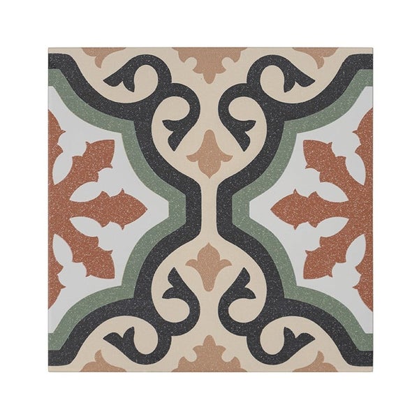 Quadratische Bodenfliese mit Ornament Dekor im historischen Stil für Wand und Boden