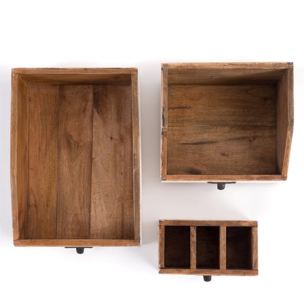 Organizer-Set Office 3-teilig Mahagoni Holz, mit beschreibbarer Tafel 06 weiß-landhaus