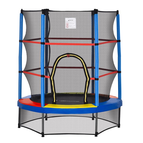 HOMCOM Trampolin für Kinder, 140cm x 140cm x 160cm, Metall, Bunt