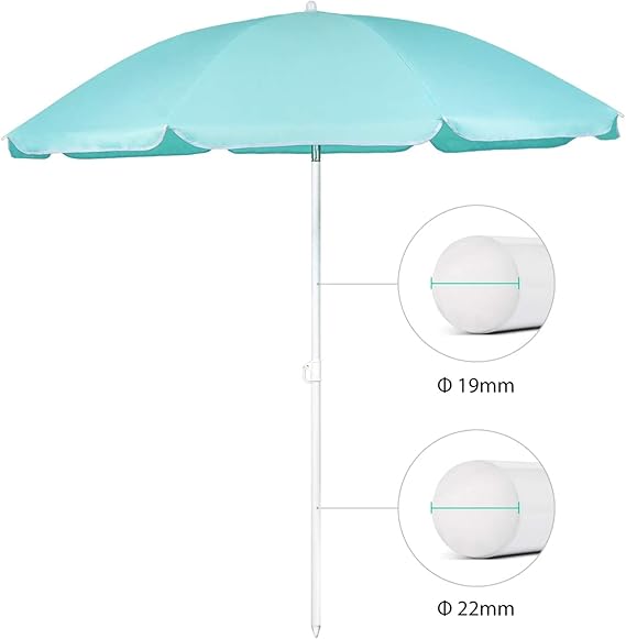 RESCH Sonnenschirm für Strand Grün, Ø 200 cm, Gartenschirm, UV-Schutz bis UPF 50+, knickbar, Sonnenschutz Balkon, tragbar, Schirmrippen aus Glasfaser