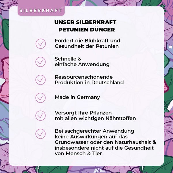 SILBERKRAFT Petunien Dünger – Für Petunien & Zauberglöckchen – 1 Liter